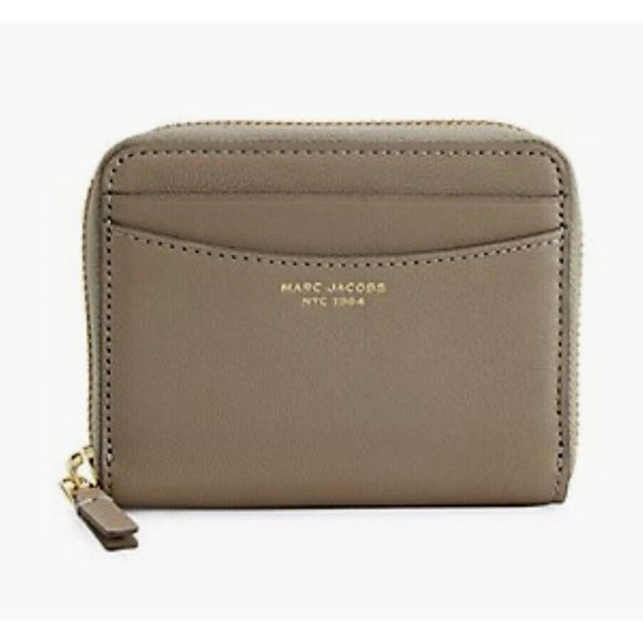 New Marc Jacobs Slim Zip Around Wallet Leather Cement with Dust bag - Picture 1 of 5